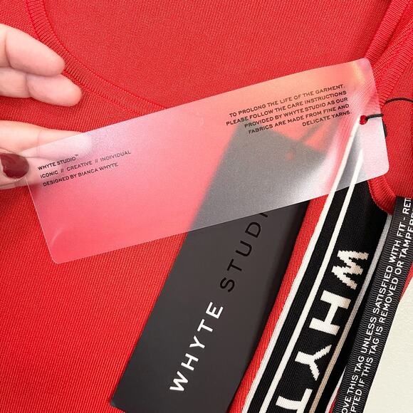 Whyte Studio Women's Red Stretchy Fit Sleeveless Bodycon Midi Dress Size S/M NWT - Picture 5 of 11